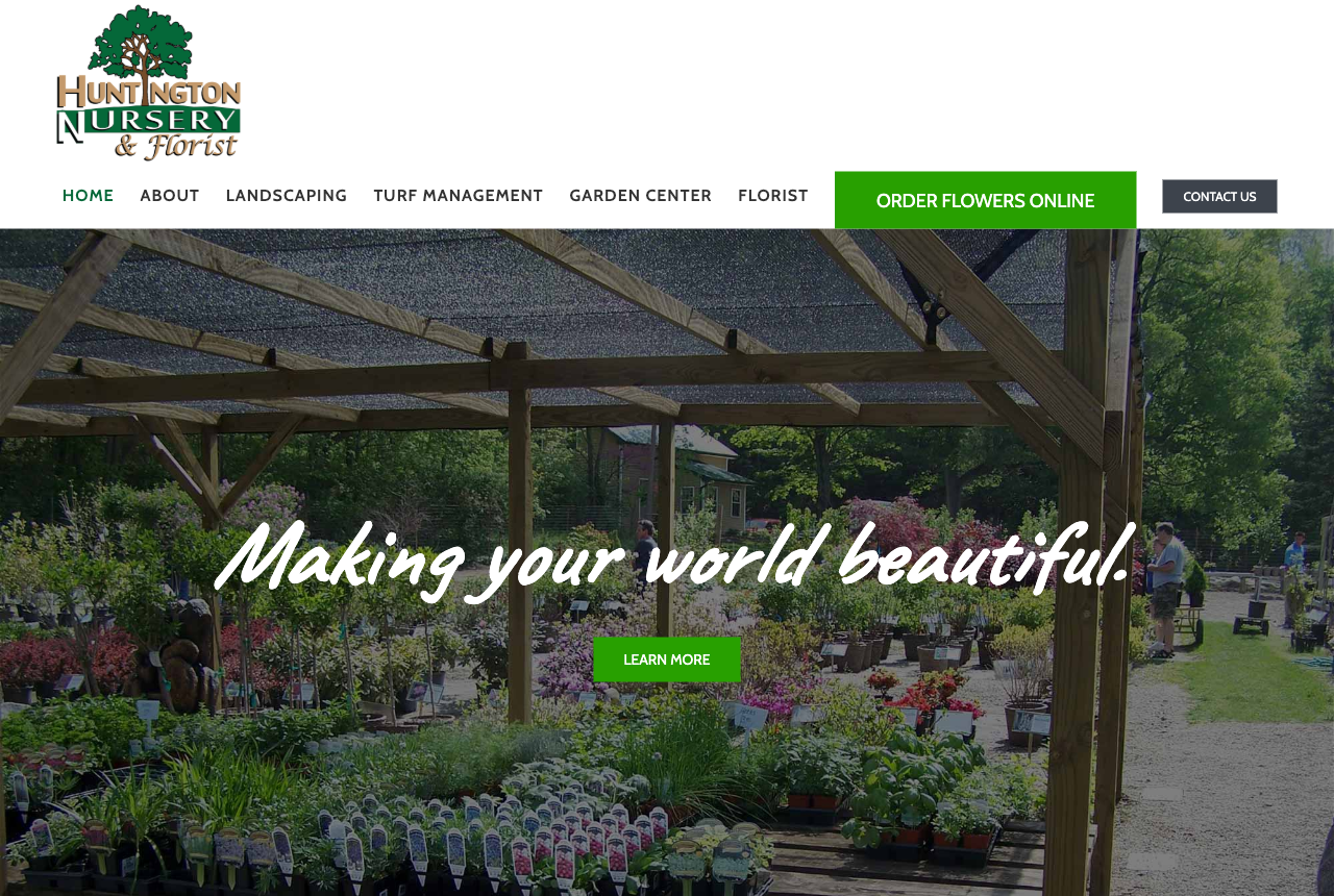 Screenshot of the current Huntington Nursery website — a dated template with a single photo and small text